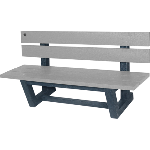 Outdoor Park Benches, Recycled Plastic, 72" L x 23-3/16" W x 29-13/16" H, Grey Maritime Industrial Rubber