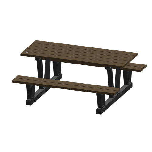 Recycled Plastic Outdoor Picnic Tables, 72" L x 60-5/16" W, Walnut Maritime Industrial Rubber