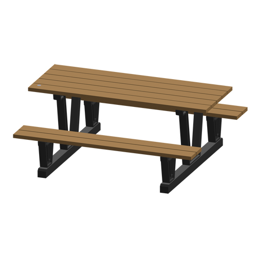 Recycled Plastic Outdoor Picnic Tables, 72" L x 60-5/16" W, Redwood Maritime Industrial Rubber