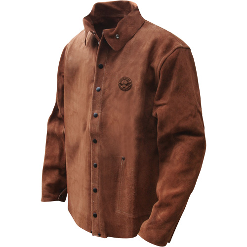 Veste de soudage en cuir fleur de vache refendu Gander Brand, Cuir, Grand, Brun Maritime Industrial Rubber
