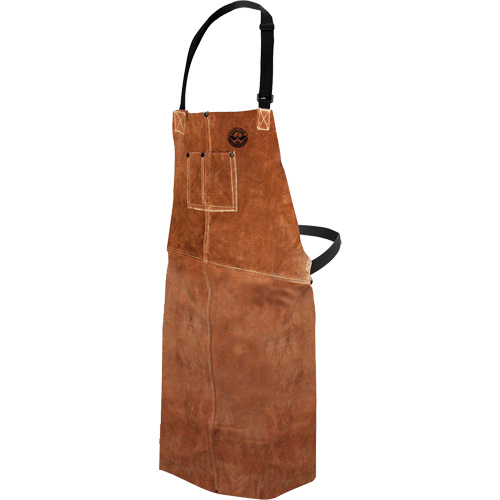 Leather Welding Apron, Bib, 36" L, Brown Maritime Industrial Rubber