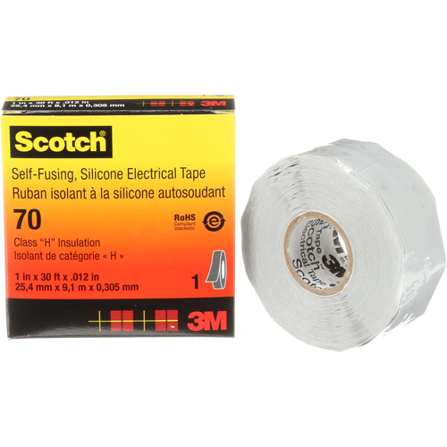 Ruban isolant en caoutchouc de silicone autofusionnant Scotch, 25,4 mm (1") x 9 m (30'), Gris, 12 mils Maritime Industrial Rubber