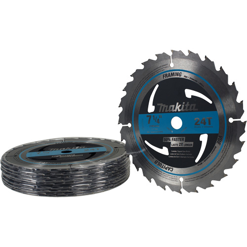 Lame de scie circulaire pour charpente &agrave; pointes au carbure, 7-1/4", 24 dents, Pour Bois Maritime Industrial Rubber