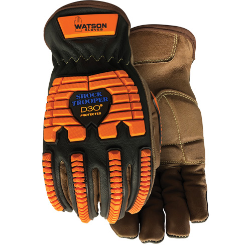 Drill Sergeant Impact Gloves, Large, Grain Leather Palm, Slip-On Cuff Maritime Industrial Rubber