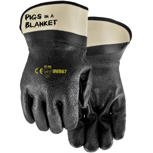 Pigs in a Blanket Coated Gloves, One Size, PVC/Nitrile Coating Maritime Industrial Rubber