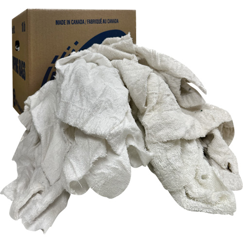 Wiper Rags Box, Terrycloth, White, 10 lbs. Maritime Industrial Rubber