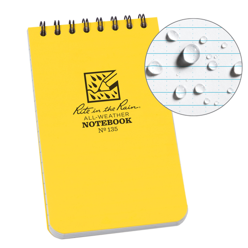 Pocket Top-Spiral Notebook, Soft Cover, Yellow, 100 Pages, 3" W x 5" L Maritime Industrial Rubber