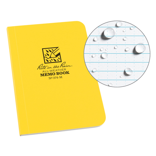 Memo Book, Soft Cover, Yellow, 112 Pages, 3-1/2" W x 5" L Maritime Industrial Rubber