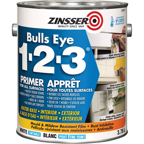 Appr&ecirc;t &agrave; base deau Bulls Eye 1-2-3, 3,78 L, Gallon, Blanc Maritime Industrial Rubber