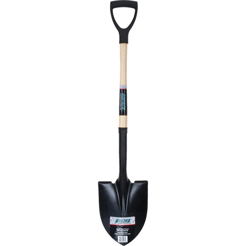 Round Point Shovel, Tempered Steel Blade, Hardwood, D-Grip Handle Maritime Industrial Rubber
