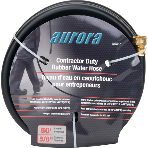 Tuyau en caoutchouc de calibre entrepreneur, Caoutchouc, 5/8" dia x 50' Maritime Industrial Rubber