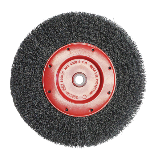 Brosses &eacute;conomiques &agrave; fils cr&ecirc;p&eacute;s - Face &eacute;troite, 6" dia., Fils 0.014, Arbre 2" Maritime Industrial Rubber