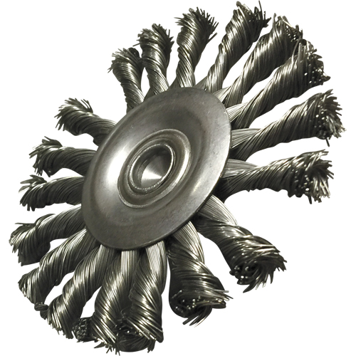 Circular Knotted Wire End Brushes, 3-1/2" Dia., 0.014" Wire Dia., 1/4" Shank Maritime Industrial Rubber