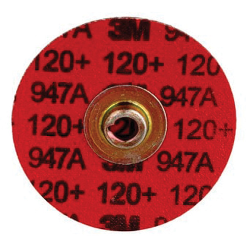 Disque &agrave; bordure durable Cubitron II Roloc, 3" dia., Grain 120+, C&eacute;ramique Maritime Industrial Rubber