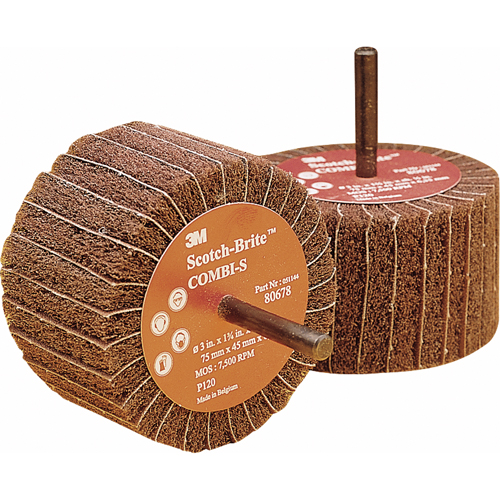 Combi Wheels, 3" Dia. x 1-3/4" W, 1/4" Arbor, Aluminum Oxide Maritime Industrial Rubber