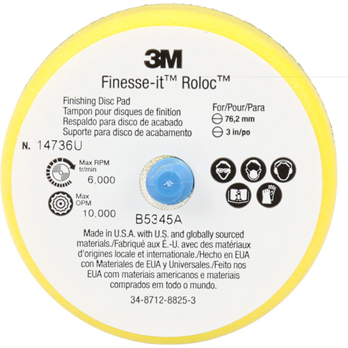 Finesse-it Roloc Finishing Disc Pad, 3" Dia. Maritime Industrial Rubber