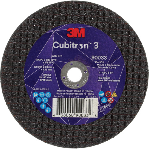 Cubitron 3 Cut-Off Wheel, 4" x 0.035", 3/8" Arbor, Type T1, Ceramic, 21000 RPM Maritime Industrial Rubber