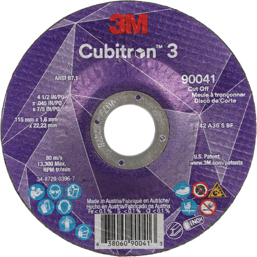 Cubitron 3 Cut-Off Wheel, 4-1/2" x 0.045", 7/8" Arbor, Type T27, Ceramic, 13300 RPM Maritime Industrial Rubber