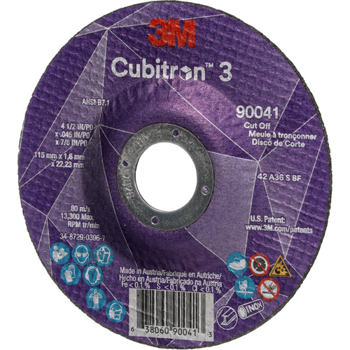 Cubitron 3 Cut-Off Wheel, 4-1/2" x 0.045", 7/8" Arbor, Type T27, Ceramic, 13300 RPM Maritime Industrial Rubber