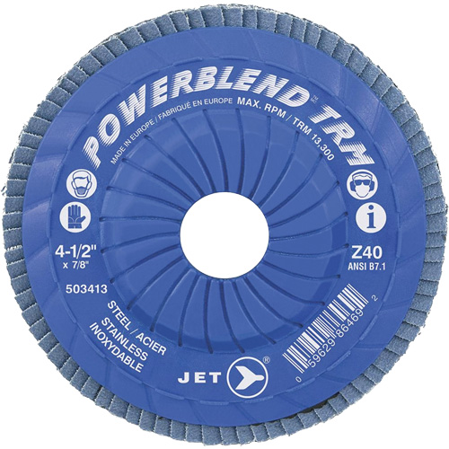 Disque &agrave; lamelles ajustables TRM Powerblend, 4-1/2" x 7/8", Type 29, Grain Z40, Zirconium Maritime Industrial Rubber