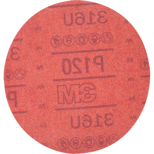 Disque abrasif rouge 01224 Hookit, 316U, dia 6", Grain P120, Oxyde d'aluminium, A Maritime Industrial Rubber