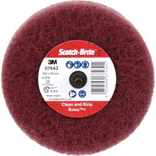 Scotch-Brite Roloc Plus General Purpose Scuffing Wheel, 4" Dia. Maritime Industrial Rubber