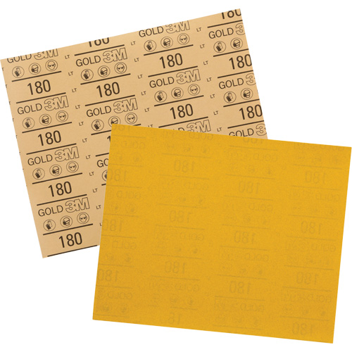 Feuille abrasive dor&eacute;e 12545, 9" x 11", Grain 180, Oxyde d'aluminium Maritime Industrial Rubber