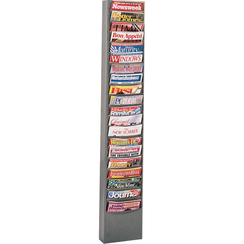 Literature Storage Racks, Stationary, 20 Slots, Steel, 13-1/8" W x 4-1/8" D x 58-1/2" H Maritime Industrial Rubber
