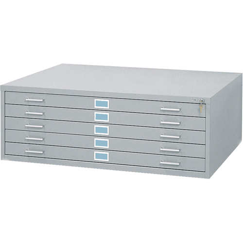 Steel Plan Files, 5 Drawers, 46-3/8" W x 35-3/8" D x 16-1/2" H Maritime Industrial Rubber