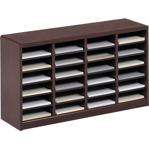 E-Z Stor&reg; Literature Organizer, Stationary, 24 Slots, Wood, 40" W x 11-3/4" D x 23" H Maritime Industrial Rubber