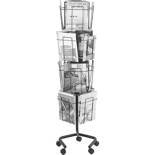Literature Display Racks - Rotary Floor Displays, Rotating, 16 Slots, Wire Mesh, 15" W x 15" D x 60" H Maritime Industrial Rubber