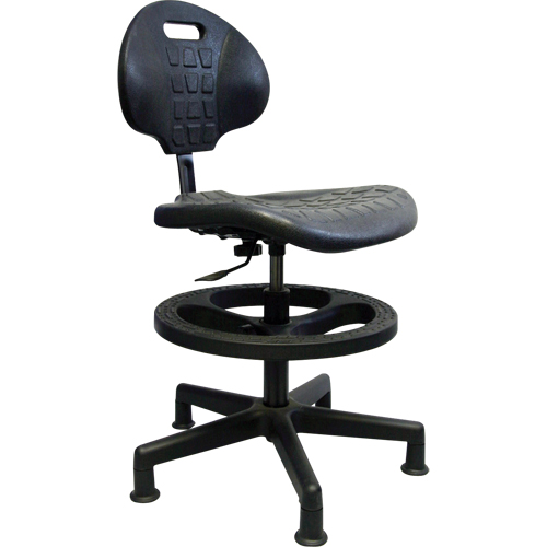 Heavy-Duty Ergonomic Seating, Polyurethane, Black, 250 lbs. Capacity Maritime Industrial Rubber