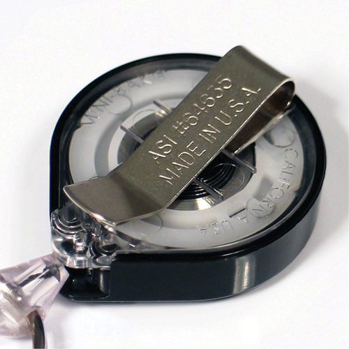 Porte-insignes r&eacute;tractables pour carte d'identit&eacute; Mini-Bak, Plastique, C&acirc;ble 36", Fixation Agrafe de ceinture Maritime Industrial Rubber