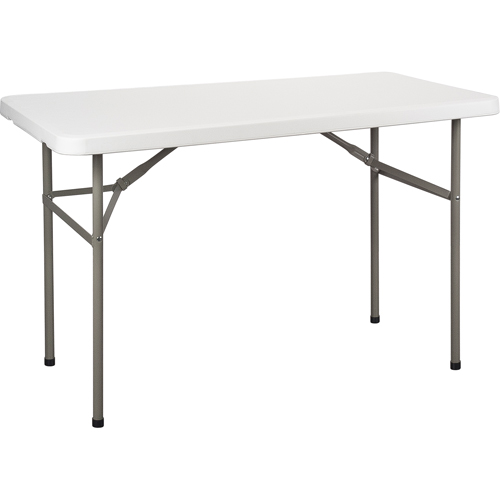 Table pliante, Rectangulaire, 48" l x 24" la, Poly&eacute;thyl&egrave;ne, Blanc Maritime Industrial Rubber