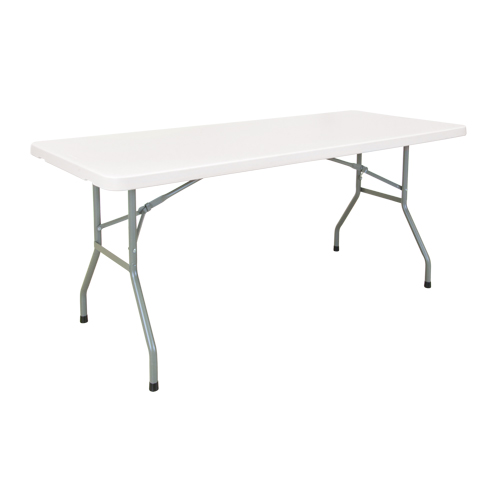 Folding Table, Rectangular, 72" L x 30" W, Polyethylene, White Maritime Industrial Rubber