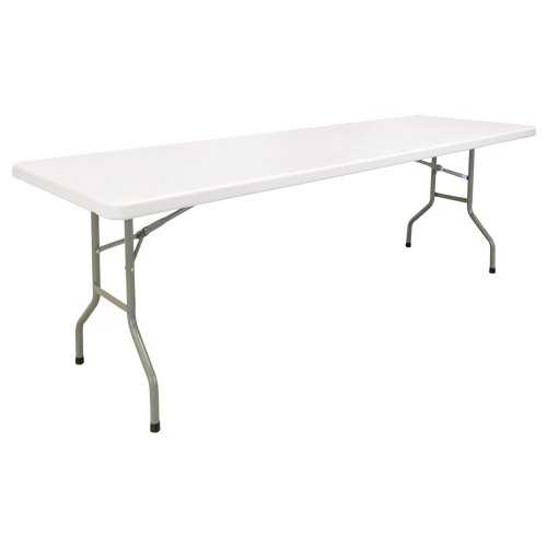 Folding Table, Rectangular, 96" L x 30" W, Polyethylene, White Maritime Industrial Rubber