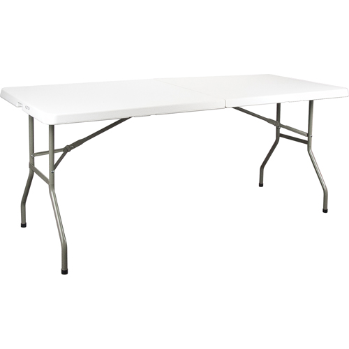 Table se pliant en deux, Rectangulaire, 72" l x 30" la, Poly&eacute;thyl&egrave;ne, Blanc Maritime Industrial Rubber