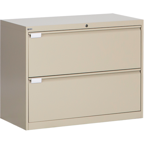Classeur lat&eacute;ral, Acier, 2 tiroirs, 36" la x 18" p x 27-7/8" h, Beige Maritime Industrial Rubber