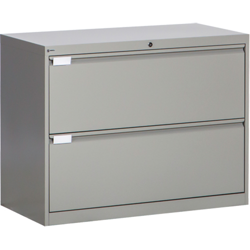 Lateral Filing Cabinet, Steel, 2 Drawers, 36" W x 18" D x 27-7/8" H, Grey Maritime Industrial Rubber