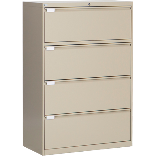 Lateral Filing Cabinet, Steel, 4 Drawers, 36" W x 18" D x 53-3/8" H, Beige Maritime Industrial Rubber