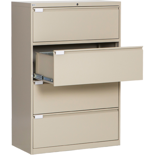 Lateral Filing Cabinet, Steel, 4 Drawers, 36" W x 18" D x 53-3/8" H, Beige Maritime Industrial Rubber