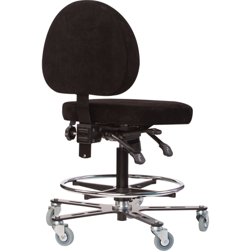 TF180 Welding Grade Ergonomic Stools, Suede, Black, 300 lbs. Capacity Maritime Industrial Rubber