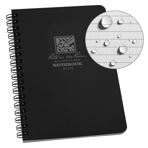 Side-Spiral Notebook, Soft Cover, Black, 64 Pages, 4-5/8" W x 7" L Maritime Industrial Rubber