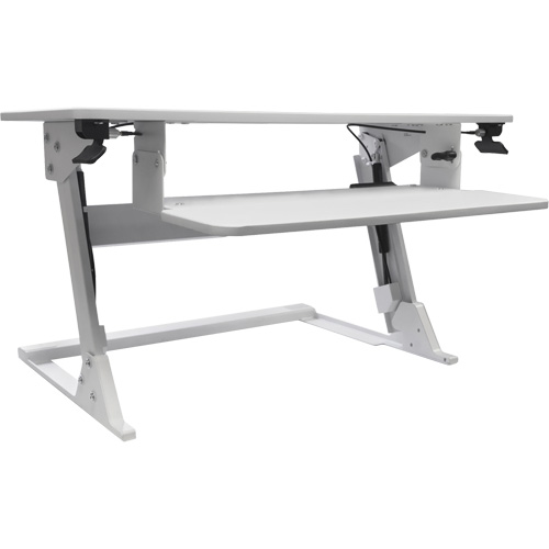 Poste de travail assis-debout Goya, Mod&egrave;le de bureau, 21" h x 35-2/5" la x 24" p, Blanc Maritime Industrial Rubber