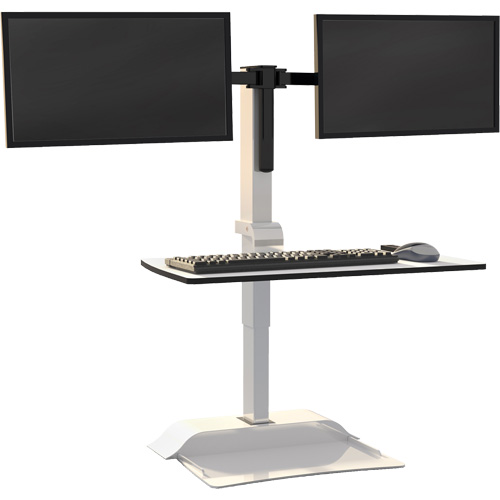 Soar Sit/Stand Electric Desk with Dual Monitor Arm, Desktop Unit, 37-1/4" H x 27-3/4" W x 22" D, White Maritime Industrial Rubber