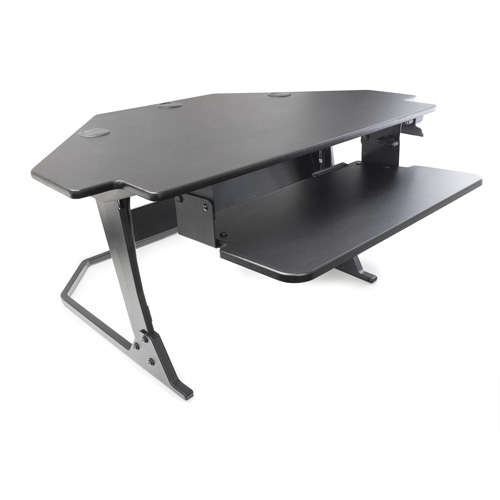 Poste de travail assise/debout pour bureau de coin Goya, Mod&egrave;le de bureau, 20" h x 42" la x 37-4/5" p, Noir Maritime Industrial Rubber