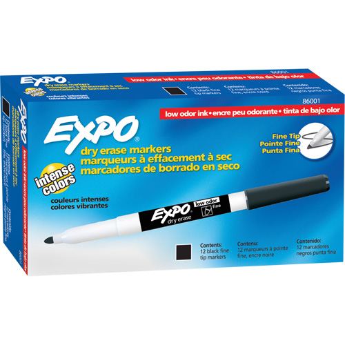 Low Odour Dry Erase Whiteboard Marker, Black, Fine Tip Maritime Industrial Rubber