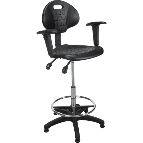Heavy-Duty Ergonomic Stool with Adjustable Arm Rests, Stationary, Adjustable Height, 250 lbs. Capacity Maritime Industrial Rubber