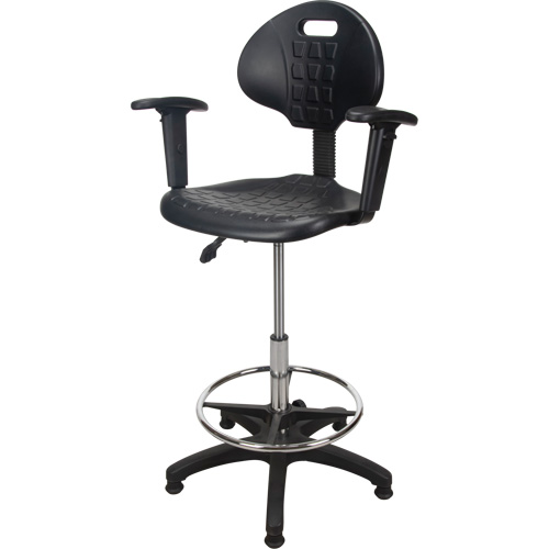 Heavy-Duty Ergonomic Stool with Adjustable Arm Rests, Stationary, Adjustable Height, 250 lbs. Capacity Maritime Industrial Rubber