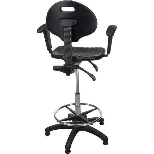 Heavy-Duty Ergonomic Stool with Adjustable Arm Rests, Stationary, Adjustable Height, 250 lbs. Capacity Maritime Industrial Rubber